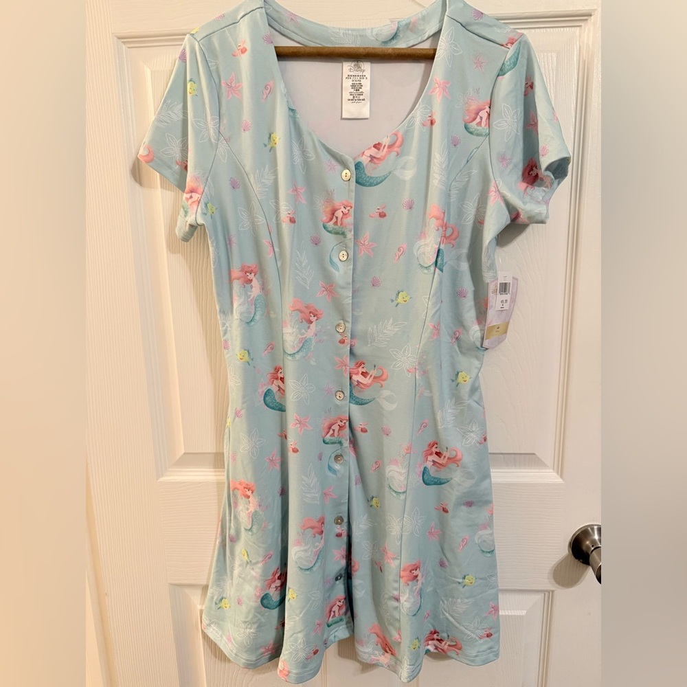 Disney Princess collection Ariel Print Button-Front Dress NWT medium